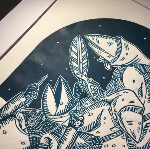 Schnabelperchten -Austrian Christmas Folklore - Limited Edition Lino Print -Christmas Homeware & Accessories Shop featureditemlargei 2097