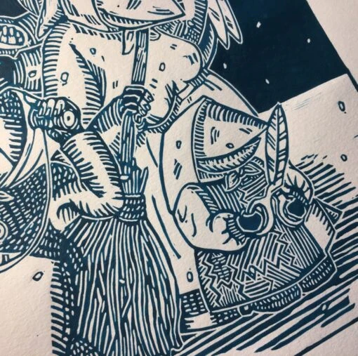 Schnabelperchten -Austrian Christmas Folklore - Limited Edition Lino Print -Christmas Homeware & Accessories Shop featureditemlargei 2098