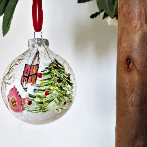 Glass Christmas Bauble, Large 'church At Christmas' Hand Painted Bauble -Christmas Homeware & Accessories Shop featureditemlargei 210