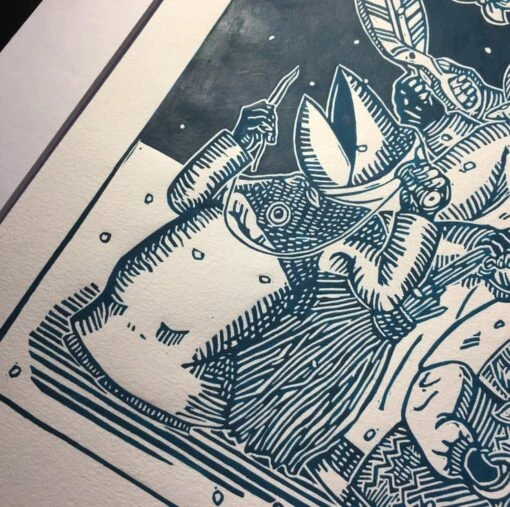 Schnabelperchten -Austrian Christmas Folklore - Limited Edition Lino Print -Christmas Homeware & Accessories Shop featureditemlargei 2100