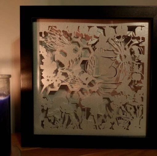 Bee Shadow Lightbox - Bee Lightbox - 3D Picture - Christmas Gift - Shadowbox -Christmas Homeware & Accessories Shop featureditemlargei 2157