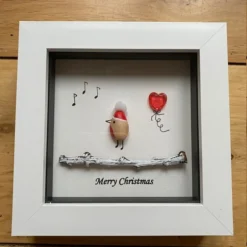 Christmas Pebble Frame, Robin's Pebble Xmas Gift, Christmas Robin Frame, Christm