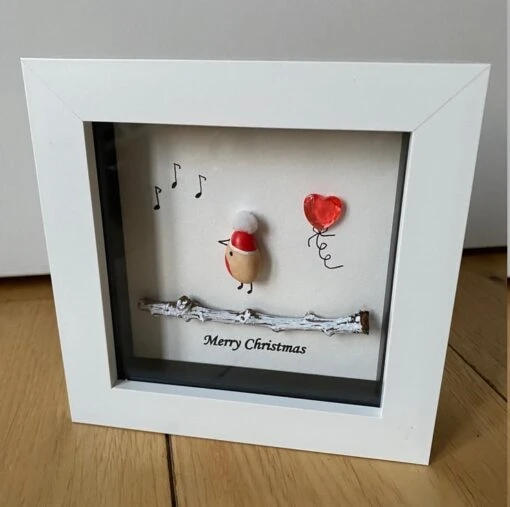 Christmas Pebble Frame, Robin's Pebble Xmas Gift, Christmas Robin Frame, Christm -Christmas Homeware & Accessories Shop featureditemlargei 2161
