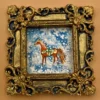 Christmas Pony, Tiny PRINT In A Sparkling Frame, Gift Or Decoration