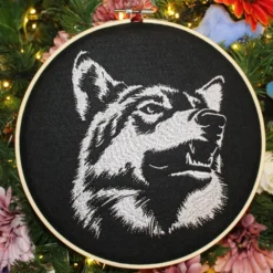 Wolf Art Embroidery, Anniversary Gift. Birthday Gift, Christmas Gift -Christmas Homeware & Accessories Shop featureditemlargei 2189