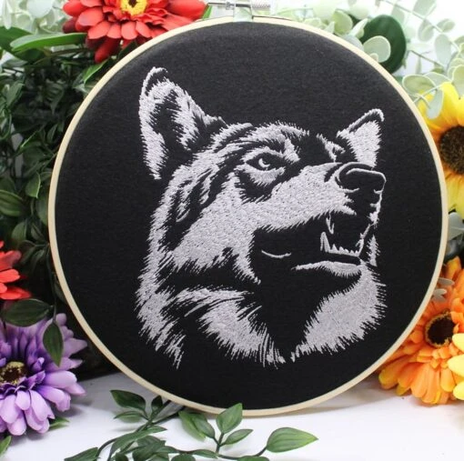 Wolf Art Embroidery, Anniversary Gift. Birthday Gift, Christmas Gift -Christmas Homeware & Accessories Shop featureditemlargei 2191