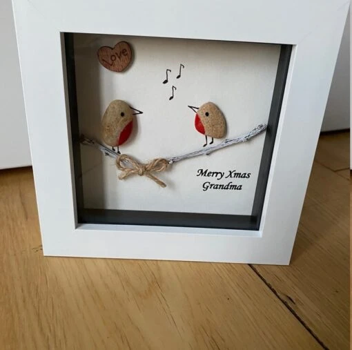 Grandma Christmas Gift, Pebble Artwork Christmas Frame, Xmas Gift For Granny, Xm -Christmas Homeware & Accessories Shop featureditemlargei 2194
