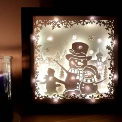 Snowman Shadow Lightbox - Christmas Light Box - Snowman Lightbox - 3D Picture