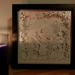 Snowman Shadow Lightbox - Christmas Light Box - Snowman Lightbox - 3D Picture -Christmas Homeware & Accessories Shop featureditemlargei 2197