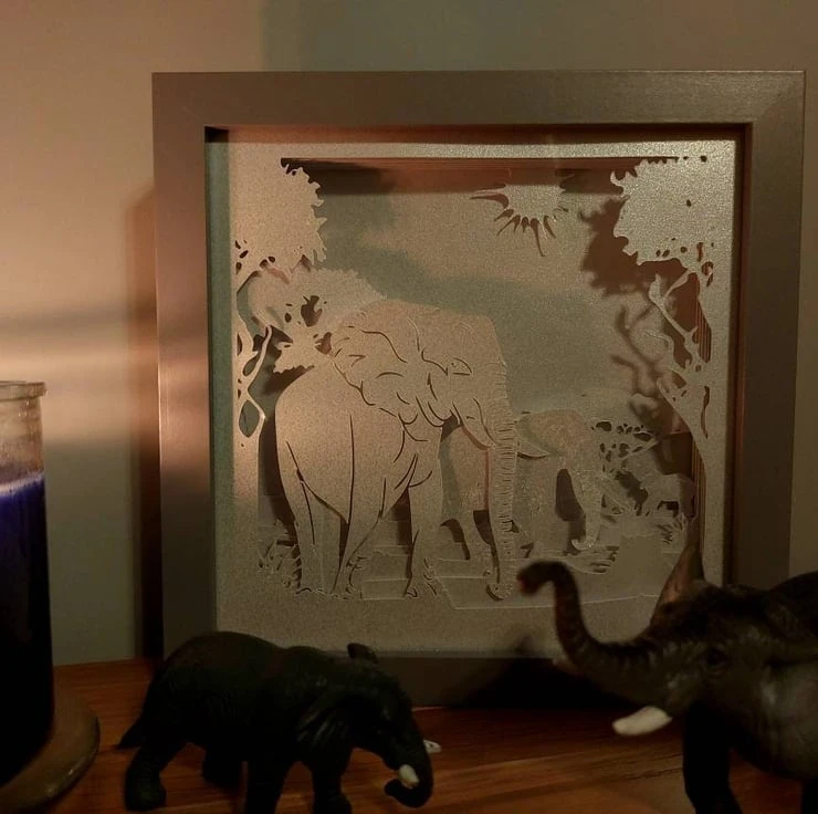 Elephant Shadow Lightbox - Elephant Lightbox - 3D Picture - Christmas Gift 2 Elephant Shadow Lightbox - Elephant Lightbox - 3D Picture - Christmas Gift - Image 2