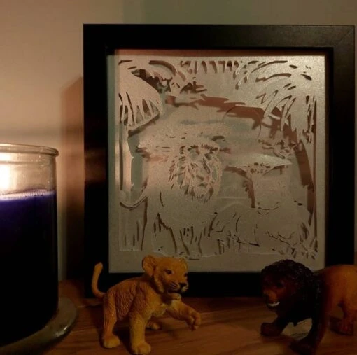 Lion Shadow Lightbox - Lion Lightbox - 3D Picture - Christmas Gift - Shadowbox -Christmas Homeware & Accessories Shop featureditemlargei 2216