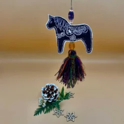 Swedish Dala Horse Christmas Decoration With Hanging Tassel And Special Beads . -Christmas Homeware & Accessories Shop featureditemlargei 2232