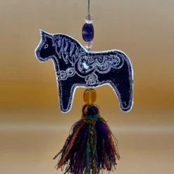 Swedish Dala Horse Christmas Decoration With Hanging Tassel And Special Beads . -Christmas Homeware & Accessories Shop featureditemlargei 2233