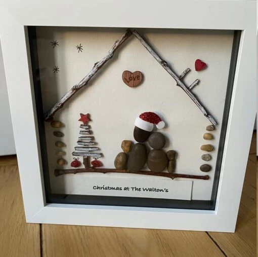 Family Christmas Decoration, Christmas Pebble Artwork Frame, Xmas Wall Decoratio -Christmas Homeware & Accessories Shop featureditemlargei 2240