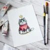 Festive Feline Cat Watercolour And Ink Illustration - Red Christmas Jumper