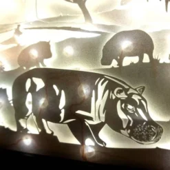 Hippo Shadow Lightbox - Hippo Lightbox - 3D Picture - Christmas Gift - Shadowbox -Christmas Homeware & Accessories Shop featureditemlargei 2251