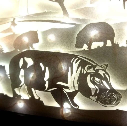 Hippo Shadow Lightbox - Hippo Lightbox - 3D Picture - Christmas Gift - Shadowbox -Christmas Homeware & Accessories Shop featureditemlargei 2251