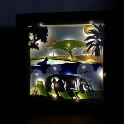 Hippo Shadow Lightbox - Hippo Lightbox - 3D Picture - Christmas Gift - Shadowbox -Christmas Homeware & Accessories Shop featureditemlargei 2254