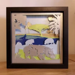 Hippo Shadow Lightbox - Hippo Lightbox - 3D Picture - Christmas Gift - Shadowbox -Christmas Homeware & Accessories Shop featureditemlargei 2256
