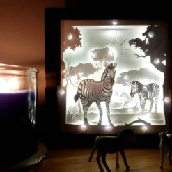 Zebra Shadow Lightbox - Zebra Lightbox - 3D Picture - Christmas Gift - Shadowbox