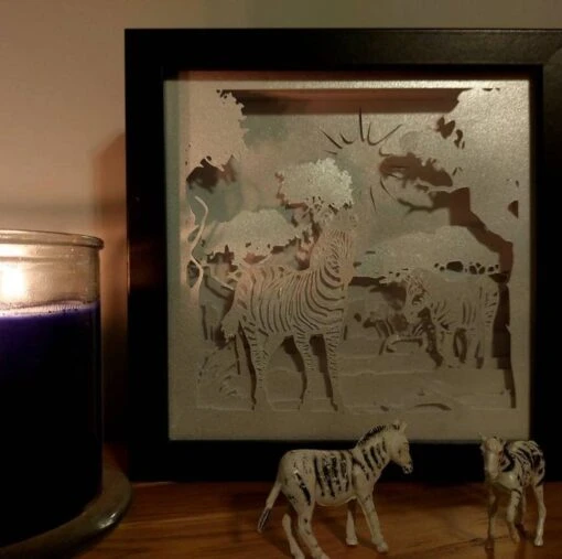 Zebra Shadow Lightbox - Zebra Lightbox - 3D Picture - Christmas Gift - Shadowbox -Christmas Homeware & Accessories Shop featureditemlargei 2261