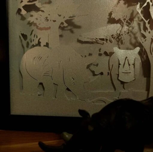 Rhino Shadow Lightbox - Rhino Lightbox - 3D Picture - Christmas Gift - Shadowbox -Christmas Homeware & Accessories Shop featureditemlargei 2266