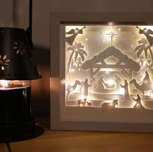 Christmas Nativity Shadow Lightbox - Shadowbox - Light Box - 3d Picture