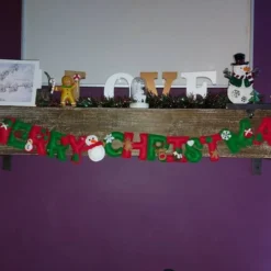 Merry Christmas Felt Banner - Hand-stitched Christmas Garland