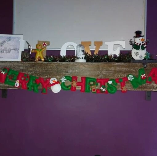 Merry Christmas Felt Banner - Hand-stitched Christmas Garland