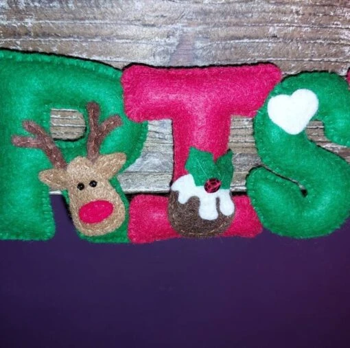 Merry Christmas Felt Banner - Hand-stitched Christmas Garland -Christmas Homeware & Accessories Shop featureditemlargei 2284