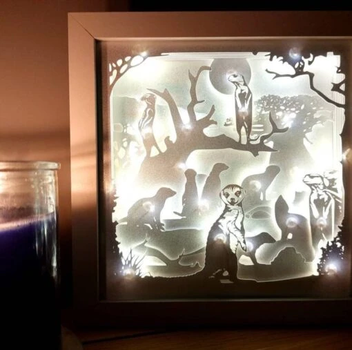 Meerkat Shadow Lightbox - Meerkat Lightbox - 3D Picture - Christmas Gift