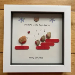 Grandma Pebble Artwork Christmas Frame, Xmas Gift For Grandma, Nana's Xmas Prese