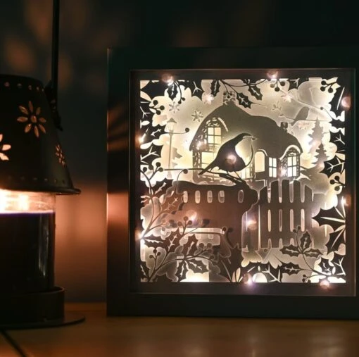 Christmas Robin Shadow Lightbox - Shadowbox - Light Box - Christmas Gift