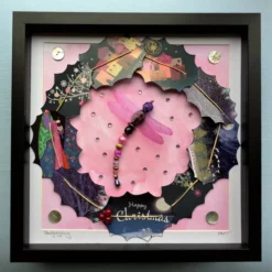 Stargazing Beaded Dragonfly Christmas Wreath Box Frame