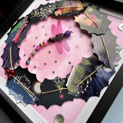 Stargazing Beaded Dragonfly Christmas Wreath Box Frame -Christmas Homeware & Accessories Shop featureditemlargei 2322