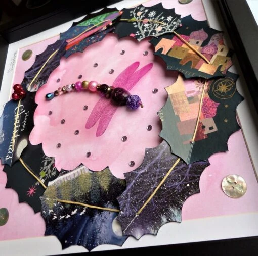 Stargazing Beaded Dragonfly Christmas Wreath Box Frame -Christmas Homeware & Accessories Shop featureditemlargei 2323