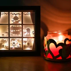 Christmas Through The Window Shadow Lightbox - Christmas Lamp - Shadowbox