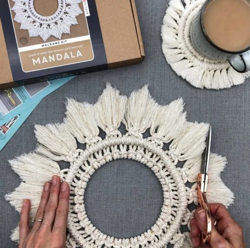 Macrame Kit - Mandala Wreath - Gold. Make A Rustic Wall Hanging For Christmas.