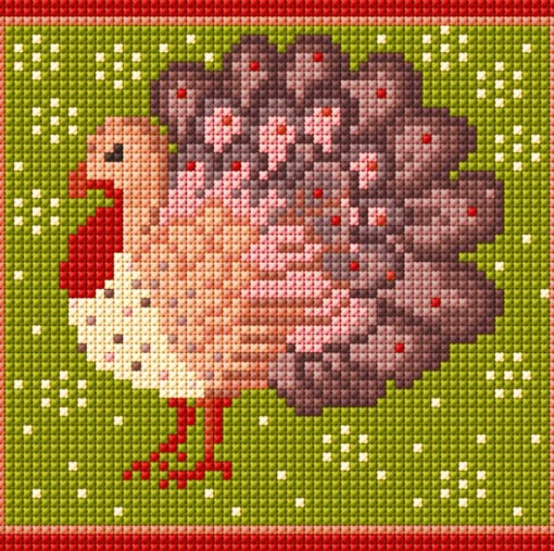 Little Turkey Needlepoint Kit, Christmas, Tapestry, Counted, Xmas Kit