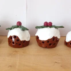 Christmas Pudding Ceramic Tealight Holders