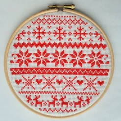 Christmas Fair Isle Sampler Red Cross Stitch Kit