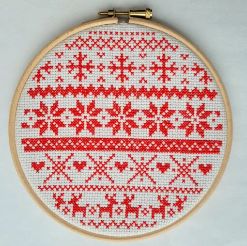 Christmas Fair Isle Sampler Red Cross Stitch Kit