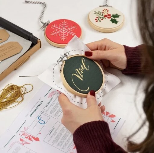 FULL KIT - Festive Embroidery Kit, Needlepoint, Beginners Embroidery, Christmas -Christmas Homeware & Accessories Shop featureditemlargei 2391