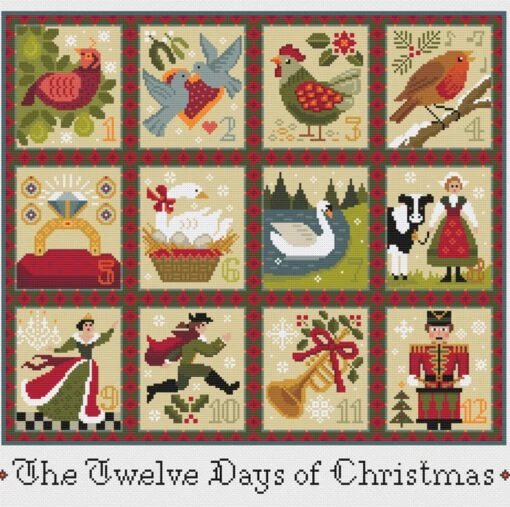 094 - Cross Stitch Pattern 12 Days Of Christmas Carol, Complete -Christmas Homeware & Accessories Shop featureditemlargei 2411