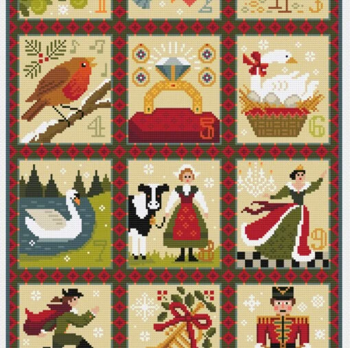 094 - Cross Stitch Pattern 12 Days Of Christmas Carol, Complete -Christmas Homeware & Accessories Shop featureditemlargei 2414