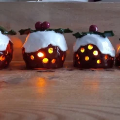 Christmas Pudding Ceramic Tealight Holders -Christmas Homeware & Accessories Shop featureditemlargei 242