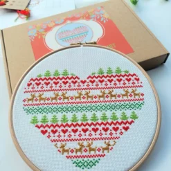 Christmas Fair Isle Heart Cross Stitch Kit