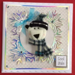 Polar Bear Christmas Card Cool Yule Xmas Polar Bear 3D Luxury Mixed Media