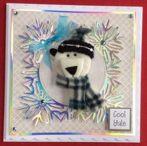 Polar Bear Christmas Card Cool Yule Xmas Polar Bear 3D Luxury Mixed Media