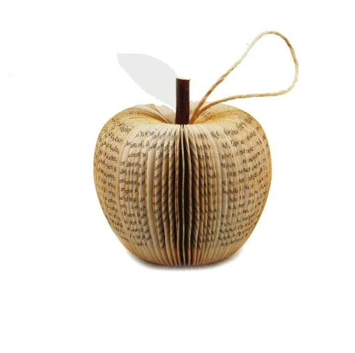 Christmas Tree Decoration - Gold Apple Made From A Book